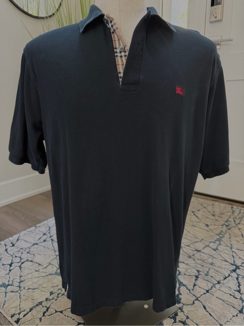 Burberry Black Short-Sleeve Polo Shirt - Size L